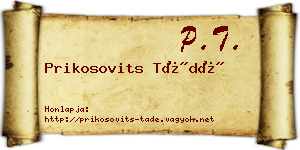 Prikosovits Tádé névjegykártya